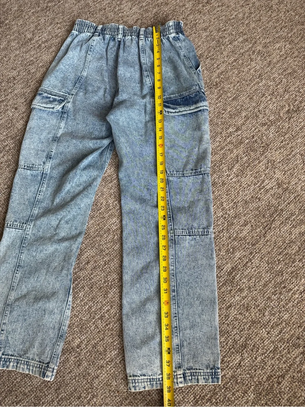 Blue Denim Washed Cargo Pants S/M